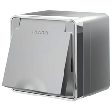 Изображение Розетка влагозащищенная IP44 с заземлением крышкой и шторками Gallant (серебряный) W5071206